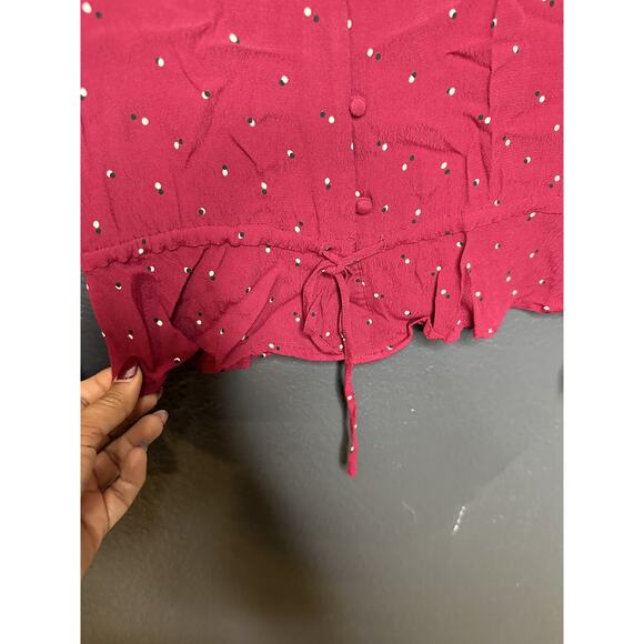 Rails Women's Beaux Rouge Offset Dot Long Sleeve Peplum Top Size Medium - Picture 8 of 9